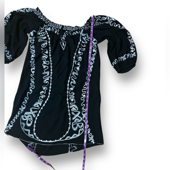 Poupette St. Barth Beach Cover up Black White Embroidered Size Small Boho - Picture 3 of 7